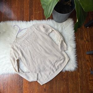 Beige Cream Knit Sweater Lightweight Y2K Romantic Comedy Vibes